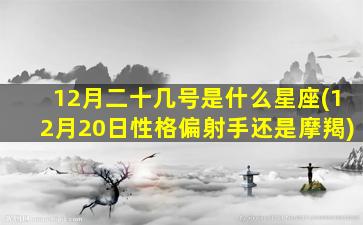 12月二十几号是什么星座(12月20日性格偏射手还是摩羯)