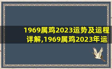 1969属鸡2023运势及运程详解,1969属鸡2023年运势及运