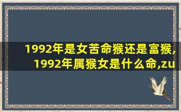 1992年是女苦命猴还是富猴,1992年属猴女是什么命,zui
配什么属相