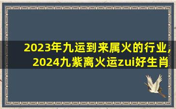 2023年九运到来属火的行业,2024九紫离火运zui
好生肖