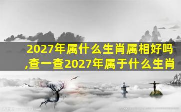 2027年属什么生肖属相好吗,查一查2027年属于什么生肖