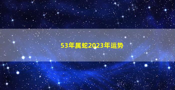 53年属蛇2023年运势