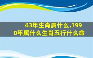 63年生肖属什么,1990年属什么生肖五行什么命