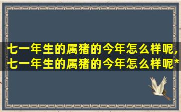 七一年生的属猪的今年怎么样呢,七一年生的属猪的今年怎么样呢*
