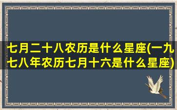 七月二十八农历是什么星座(一九七八年农历七月十六是什么星座)