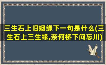 三生石上旧姻缘下一句是什么(三生石上三生缘,奈何桥下问忘川)