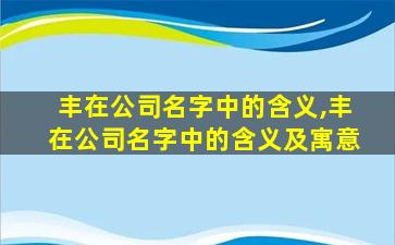 丰在公司名字中的含义,丰在公司名字中的含义及寓意