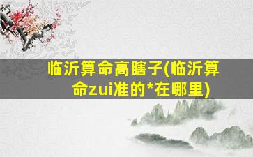 临沂算命高瞎子(临沂算命zui
准的*
在哪里)