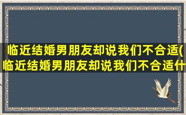 临近结婚男朋友却说我们不合适(临近结婚男朋友却说我们不合适什么意思)