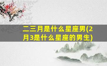 二三月是什么星座男(2月3是什么星座的男生)