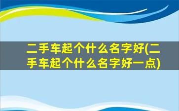 二手车起个什么名字好(二手车起个什么名字好一点)
