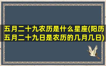 五月二十九农历是什么星座(阳历五月二十九日是农历的几月几日)