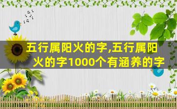 五行属阳火的字,五行属阳火的字1000个有涵养的字