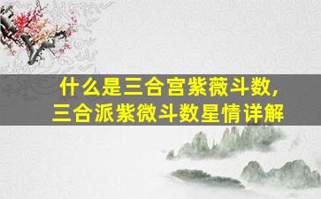 什么是三合宫紫薇斗数,三合派紫微斗数星情详解