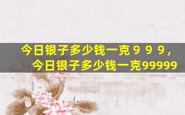 今日银子多少钱一克９９９,今日银子多少钱一克99999