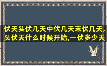 伏天头伏几天中伏几天末伏几天,头伏天什么时候开始,一伏多少天