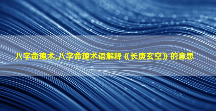 八字命理术,八字命理术语解释《长庚玄空》的意思