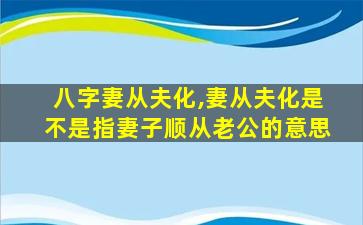 八字妻从夫化,妻从夫化是不是指妻子顺从老公的意思