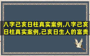 八字己亥日柱真实案例,八字己亥日柱真实案例,己亥日生人的富贵八字