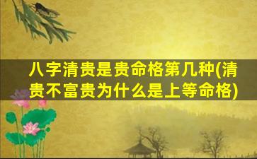 八字清贵是贵命格第几种(清贵不富贵为什么是上等命格)