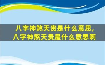 八字神煞天贵是什么意思,八字神煞天贵是什么意思啊