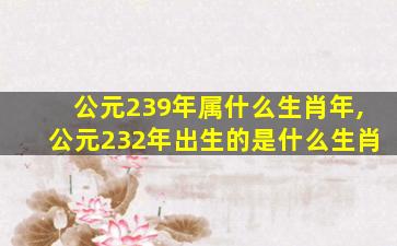 公元239年属什么生肖年,公元232年出生的是什么生肖