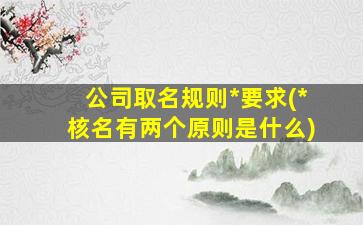 公司取名规则*
要求(*
核名有两个原则是什么)