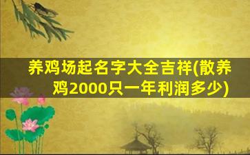 养鸡场起名字大全吉祥(散养鸡2000只一年利润多少)