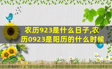 农历923是什么日子,农历0923是阳历的什么时候