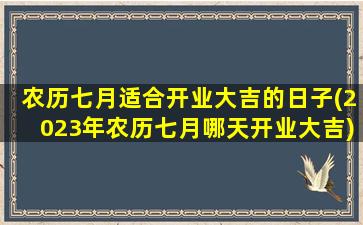农历七月适合开业大吉的日子(2023年农历七月哪天开业大吉)