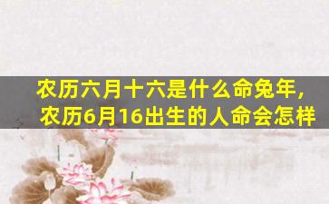 农历六月十六是什么命兔年,农历6月16出生的人命会怎样