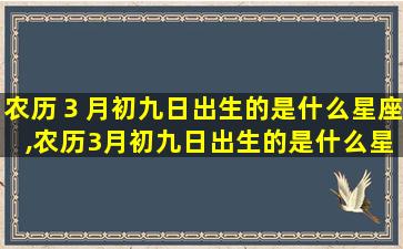 农历３月初九日出生的是什么星座,农历3月初九日出生的是什么星座的人