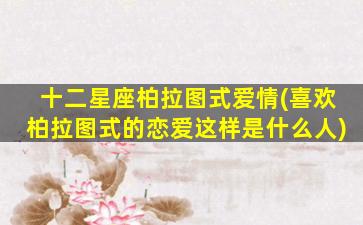 十二星座柏拉图式爱情(喜欢柏拉图式的恋爱这样是什么人)