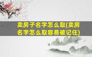 卖房子名字怎么取(卖房名字怎么取容易被记住)
