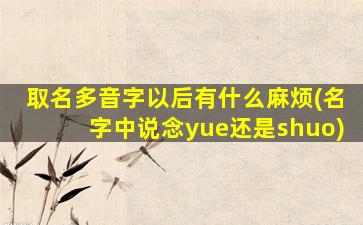取名多音字以后有什么麻烦(名字中说念yue还是shuo)
