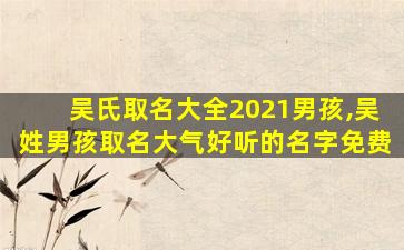 吴氏取名大全2021男孩,吴姓男孩取名大气好听的名字免费