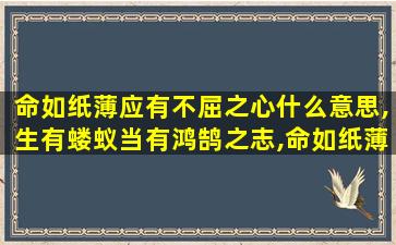 命如纸薄应有不屈之心什么意思,生有蝼蚁当有鸿鹄之志,命如纸薄应有不屈之心什么意思