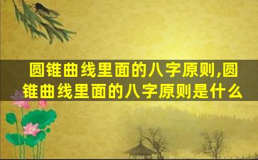 圆锥曲线里面的八字原则,圆锥曲线里面的八字原则是什么