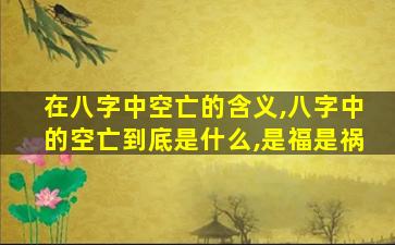 在八字中空亡的含义,八字中的空亡到底是什么,是福是祸