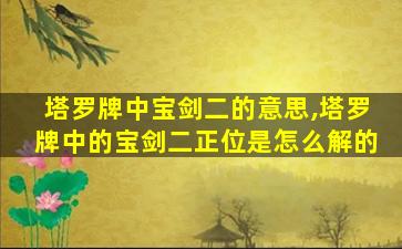 塔罗牌中宝剑二的意思,塔罗牌中的宝剑二正位是怎么解的