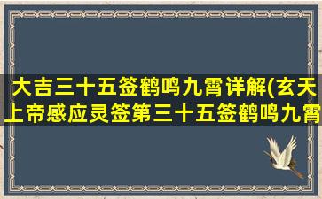 大吉三十五签鹤鸣九霄详解(玄天上帝感应灵签第三十五签鹤鸣九霄是什么意思)