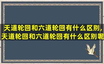 天道轮回和六道轮回有什么区别,天道轮回和六道轮回有什么区别呢