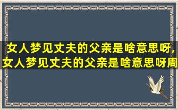 女人梦见丈夫的父亲是啥意思呀,女人梦见丈夫的父亲是啥意思呀周公解梦