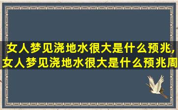 女人梦见浇地水很大是什么预兆,女人梦见浇地水很大是什么预兆周公解梦