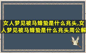 女人梦见被马蜂蛰是什么兆头,女人梦见被马蜂蛰是什么兆头周公解梦