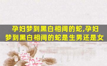 孕妇梦到黑白相间的蛇,孕妇梦到黑白相间的蛇是生男还是女