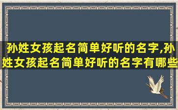 孙姓女孩起名简单好听的名字,孙姓女孩起名简单好听的名字有哪些