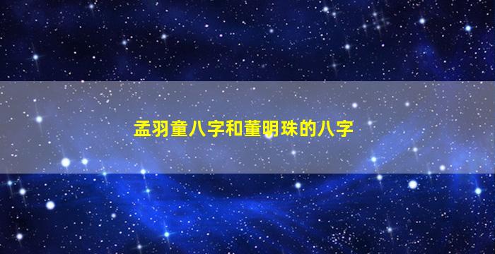 孟羽童八字和董明珠的八字