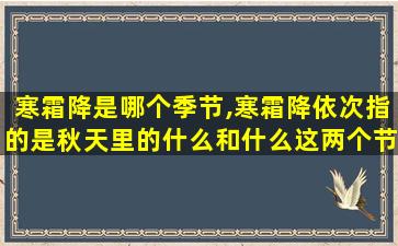 寒霜降是哪个季节,寒霜降依次指的是秋天里的什么和什么这两个节气