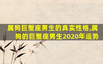 属狗巨蟹座男生的真实性格,属狗的巨蟹座男生2020年运势